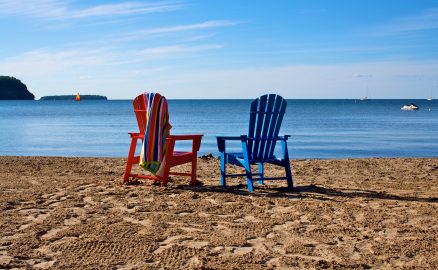 Red and Blue Chair on Bay Breeze Beach